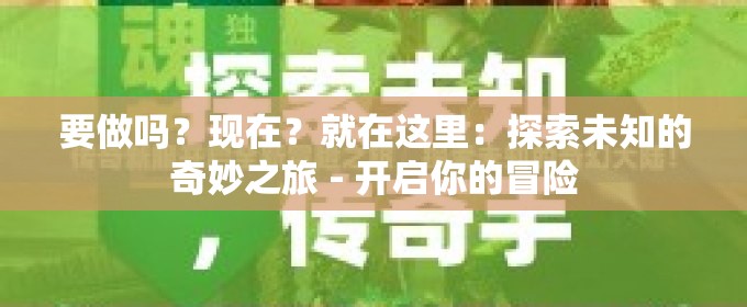 要做吗？现在？就在这里：探索未知的奇妙之旅 - 开启你的冒险