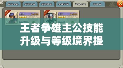 王者争雄主公技能升级与等级境界提升所需材料全解析